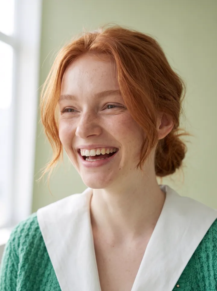 Gros plan sur le sourire de la mannequin